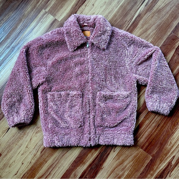 UGG Kaley Teddy Bear Coat Plush Fuzzy Cozy Jacket - Ariana Grande Pink Blush Sm - Picture 12 of 13